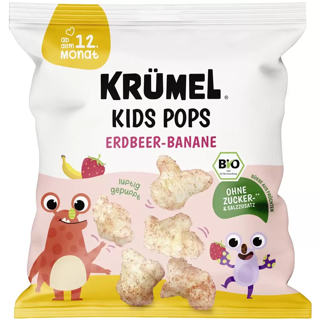 Alimente bio - Pufuleti cu capsuni si banane, pentru copii +8 luni, eco, 20 g
