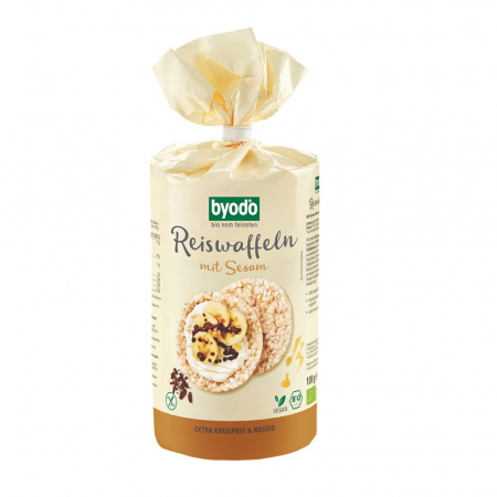 Cereale bio expandate - Rondele din orez expandat si susan fara gluten, 100 g
