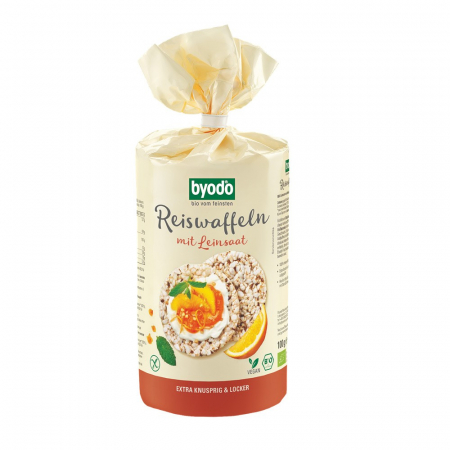 Cereale bio expandate - Rondele din orez si seminte de in fara gluten, 100 g