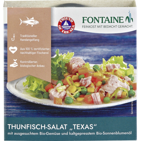 Alimente bio - Salata de ton Texas cu legume bio si ulei de floarea-soarelui bio, 200 g