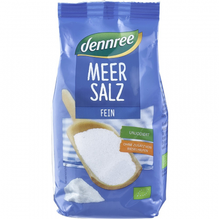 Sare si mixuri de sare - Sare de mare bio fina neiodata, 500 g