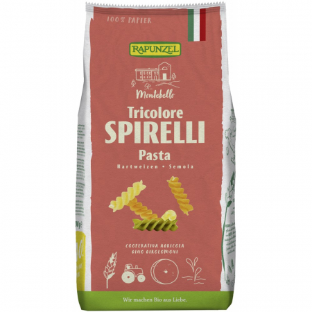 Paste si fidea - Spirelli bio semola tricolore, 500 g