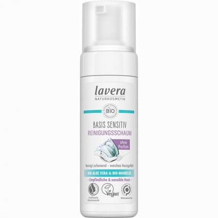 Ingrijirea fetei si buzelor - Spuma demachianta cu aloe vera bio si ulei de migdale bio, sensitiv, 150 ml