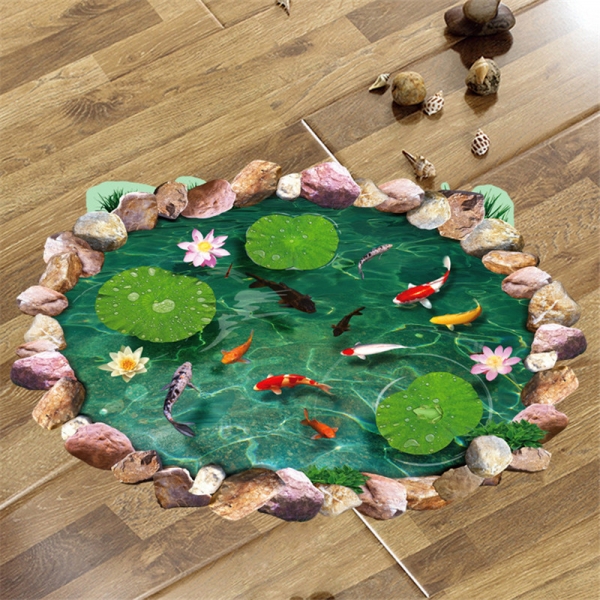 Autocolant 3D pentru podea - Pesti si nuferi - 60x90 cm [3]
