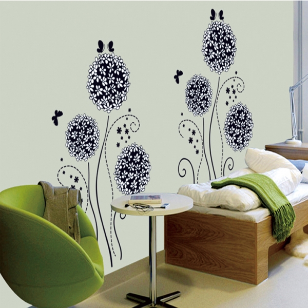 Autocolant decorativ - Flori si fluturi [6]