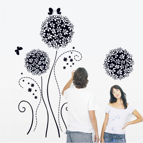 Autocolant decorativ - Flori si fluturi [2]