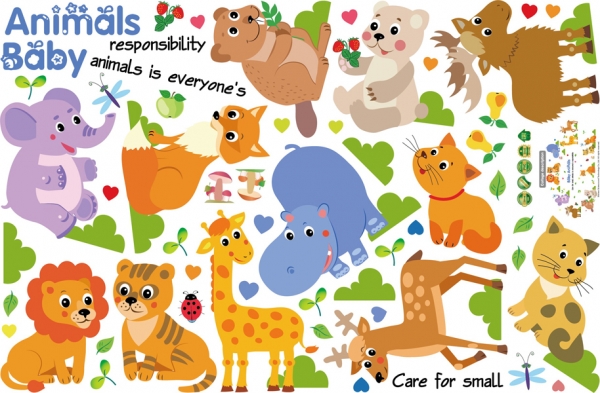 Autocolant decorativ pentru copii - Pui de animale [6]