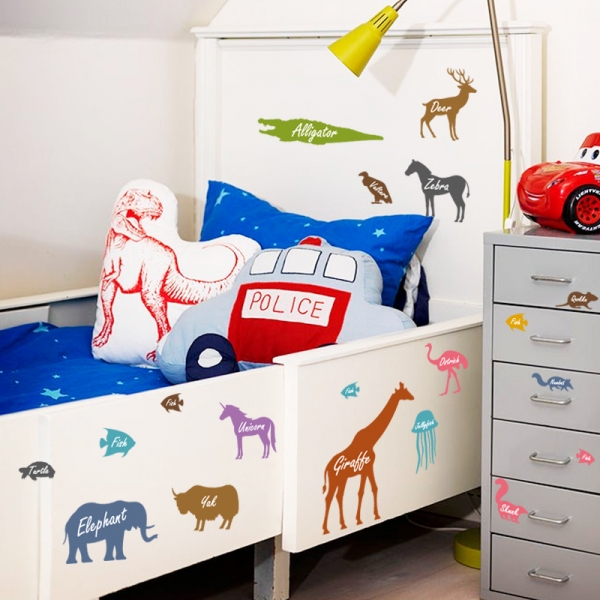 Autocolant educativ  - Siluetele animalelor si denumirea lor - 65x60 cm [3]