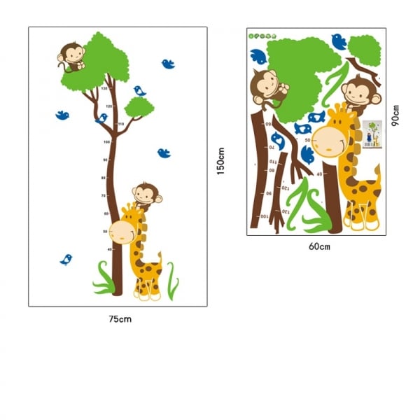 Autocolant masurator inaltime - copac cu girafa si maimute - grafic de crestere [6]