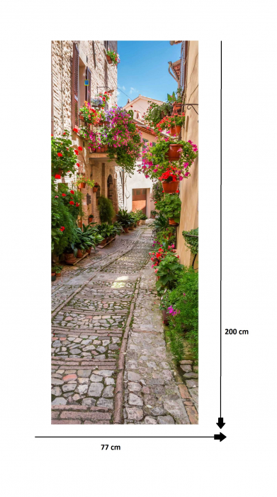 Autocolant usi interior - Straduta cu Flori - 1 folie de 77x200 cm [6]