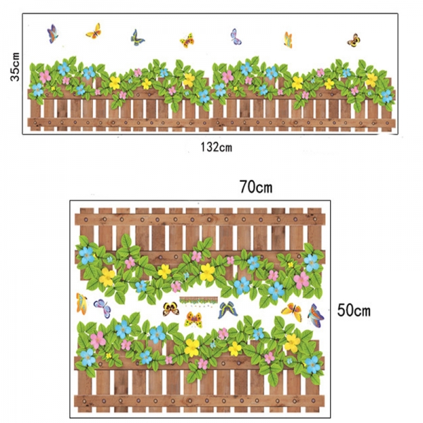 Stickere tip brau decorativ - Gradinita cu flori si fluturasi - 132x35 cm [6]