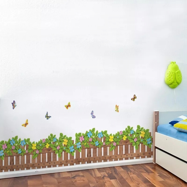 Stickere tip brau decorativ - Gradinita cu flori si fluturasi - 132x35 cm [4]