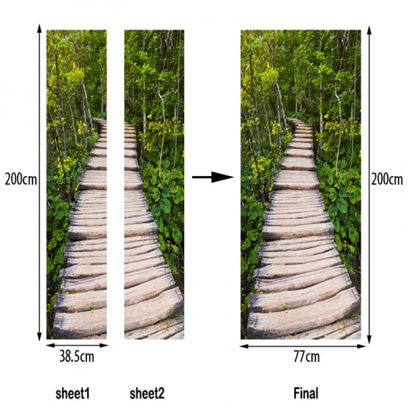 Autocolante usa - Scari de lemn in padure - 2 folii de 38,5x200 cm [7]
