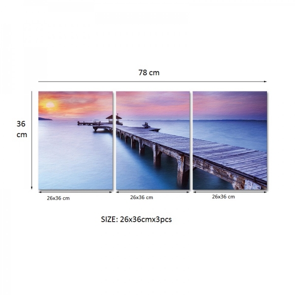 Set Tablouri Canvas - 3 piese - Ponton sub Asfintit Violet - 78x36 cm [5]