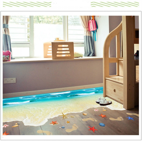 Sticker 3D pentru podea - Plaja cu valuri [2]