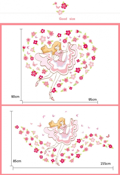 Sticker camera fete  - Balerina printre flori [3]