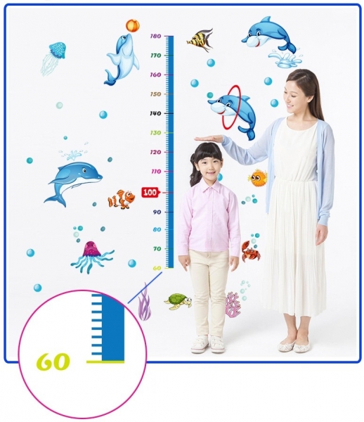 Sticker copii masurator inaltime - Joaca cu delfinii - Grafic de crestere [3]