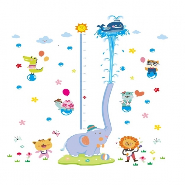 Sticker de perete camere copii - Grafic de crestere cu animale- masurator inaltime [7]
