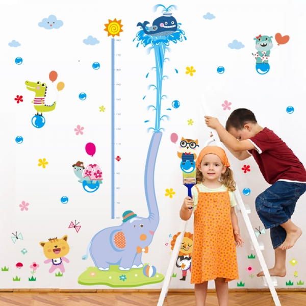 Sticker de perete camere copii - Grafic de crestere cu animale- masurator inaltime [2]