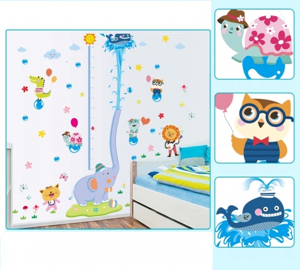 Sticker de perete camere copii - Grafic de crestere cu animale- masurator inaltime [4]