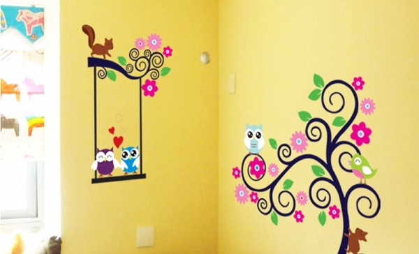 Sticker decorativ camera copii - Copac carliontat [6]
