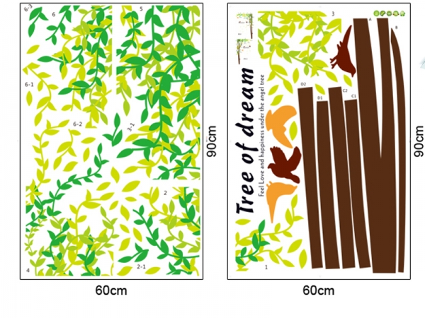 Sticker decorativ camera de zi - Padure si pasari [4]