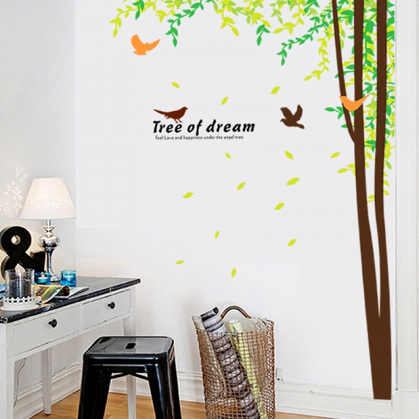 Sticker decorativ camera de zi - Padure si pasari [2]