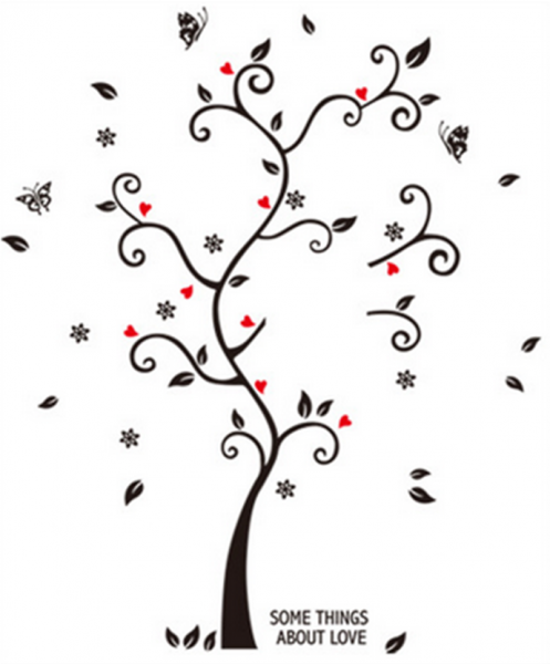 Sticker decorativ - Copac cu frunze si inimioare [7]