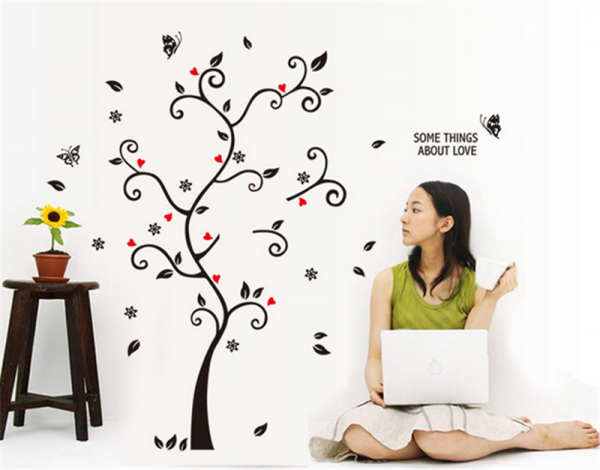 Sticker decorativ - Copac cu frunze si inimioare [5]