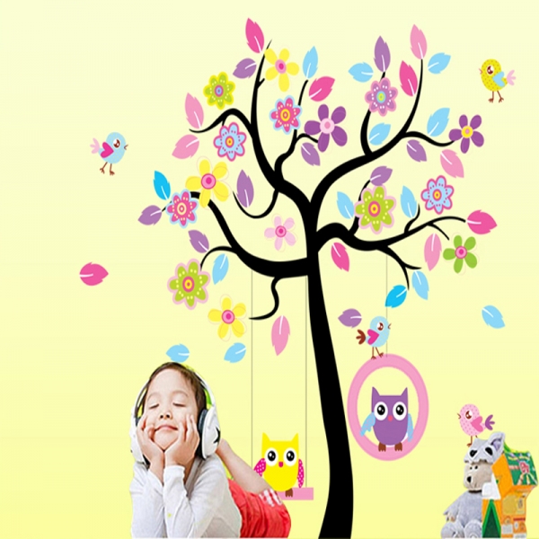 Sticker decorativ copii - Bufnite in leagan [2]