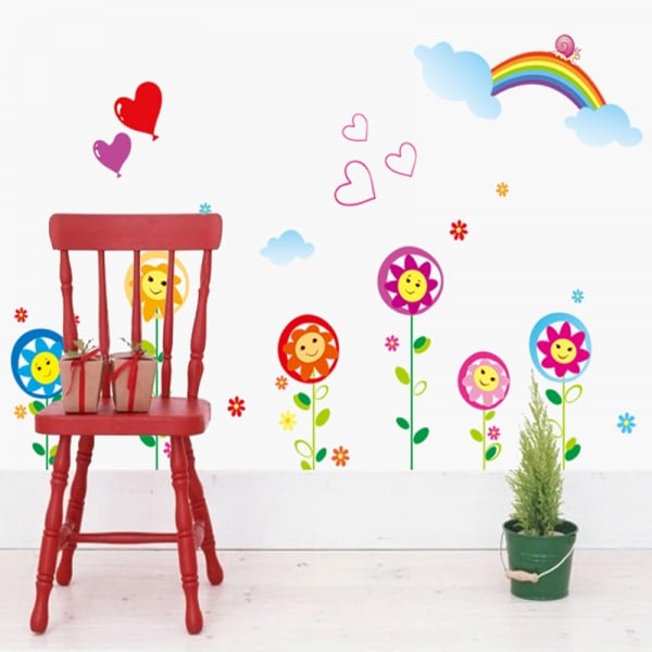 Sticker decorativ copii - Floricele sub curcubeu [4]