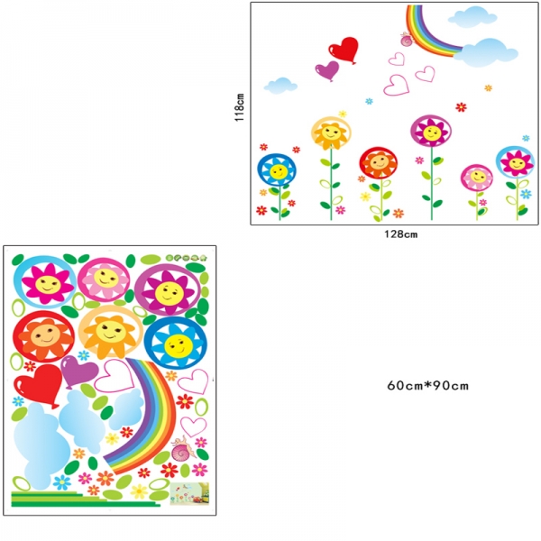 Sticker decorativ copii - Floricele sub curcubeu [6]