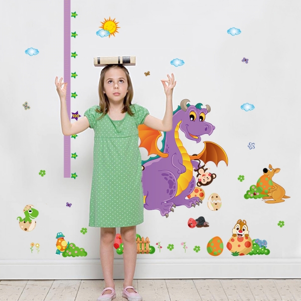 Sticker decorativ copii - Grafic de crestere dragonul prietenos - masurator inaltime [4]