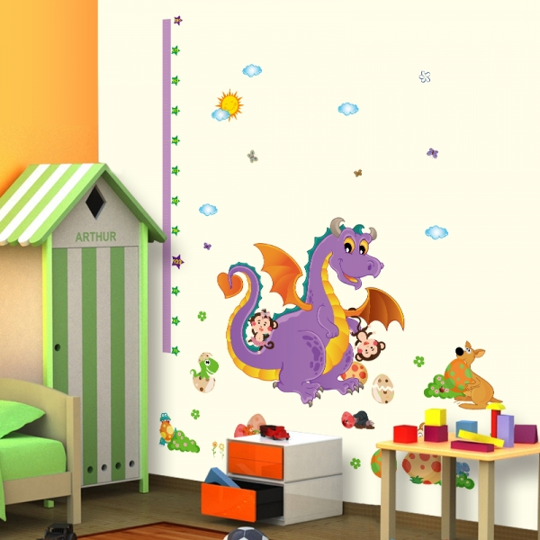 Sticker decorativ copii - Grafic de crestere dragonul prietenos - masurator inaltime [1]