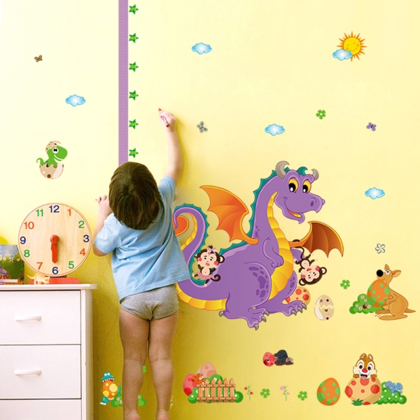 Sticker decorativ copii - Grafic de crestere dragonul prietenos - masurator inaltime [5]