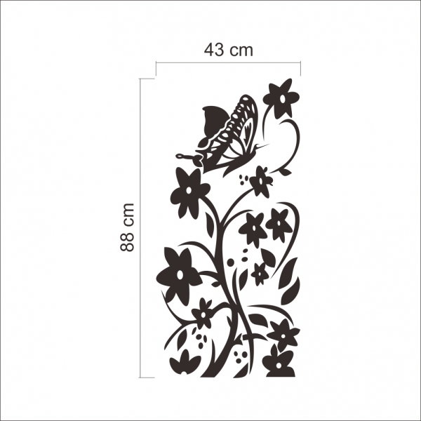 Sticker decorativ frigider - Flori si fluturi [7]