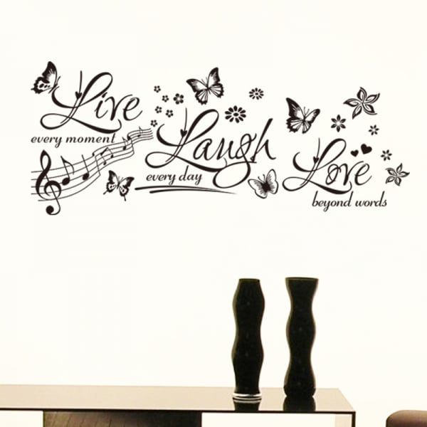 Sticker decorativ motivational - Text, flori, fluturi, muzica [2]