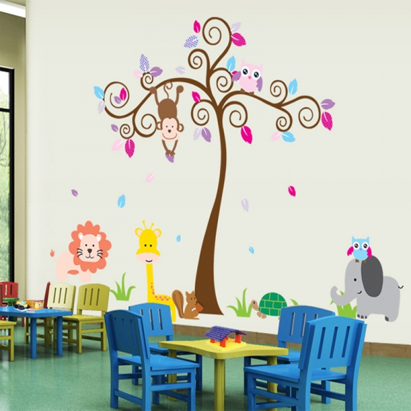 Sticker gigant pentru copii - Copacel si animale din jungla [1]