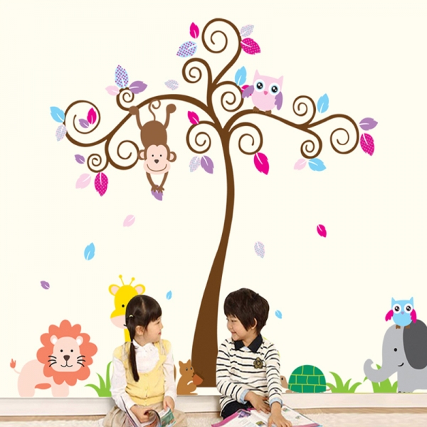 Sticker gigant pentru copii - Copacel si animale din jungla [2]