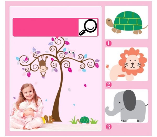 Sticker gigant pentru copii - Copacel si animale din jungla [7]