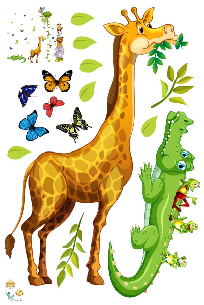 Sticker Grafic de crestere cu animale si fluturi - 250x170 cm [4]