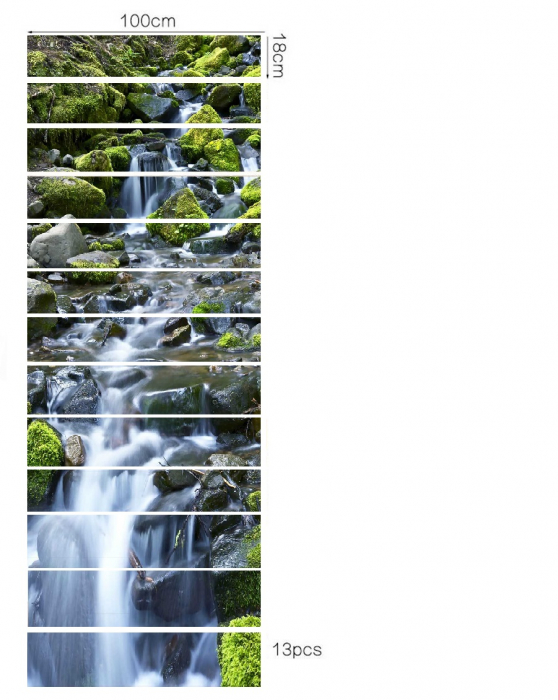 Sticker Scari - Cascada si Stanci cu Muschi Verde - 13 folii de 18x100 cm [3]