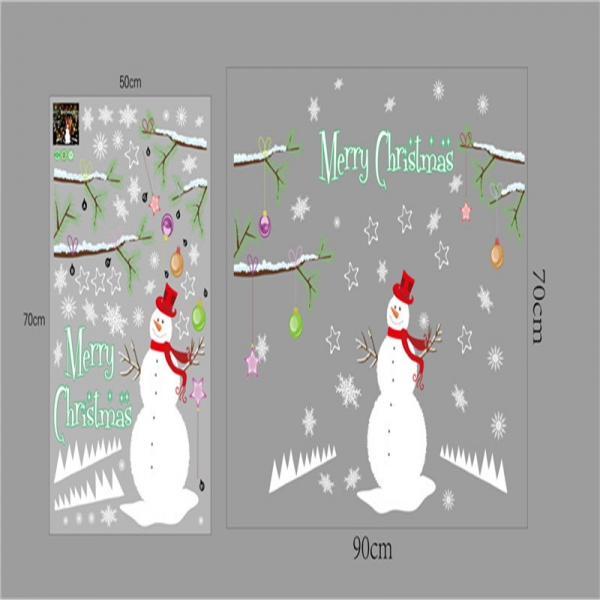 Sticker tematic Craciun - Om de zapada, ramuri cu globuri si fulgi de nea [7]