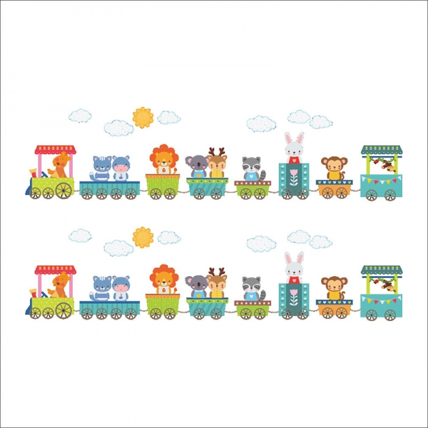 Stickere brauri decorative - Tren cu animale [1]