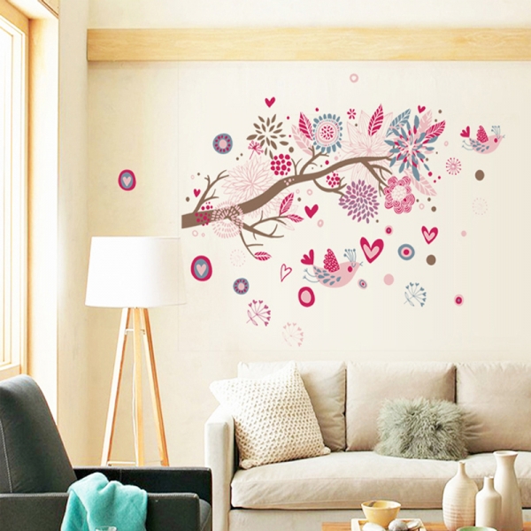 Stickere decorative - Ramura cu flori roz [5]