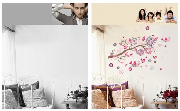 Stickere decorative - Ramura cu flori roz [7]