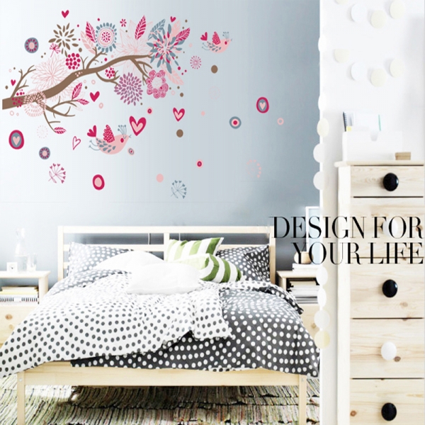 Stickere decorative - Ramura cu flori roz [2]