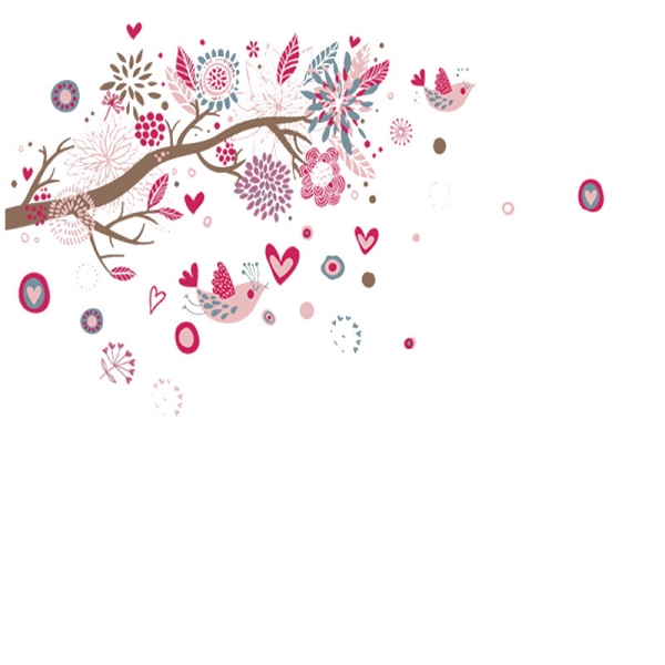 Stickere decorative - Ramura cu flori roz [8]