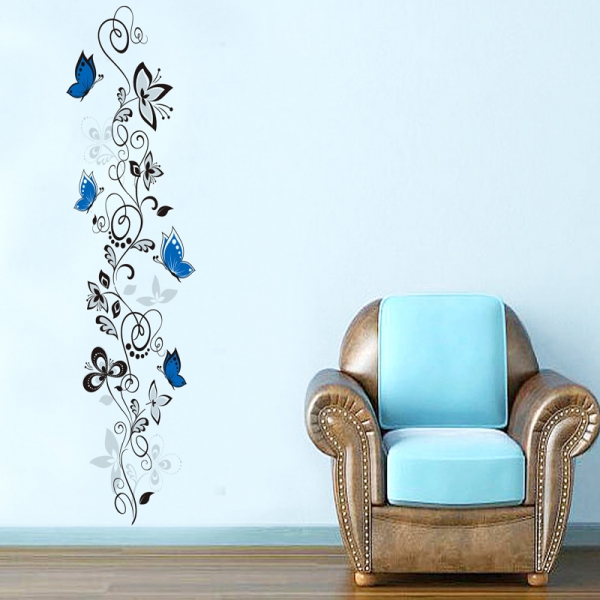 Stickere - Flori si fluturi albastri - 40x120 cm [2]