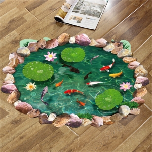 Autocolant 3D pentru podea - Pesti si nuferi - 60x90 cm [0]